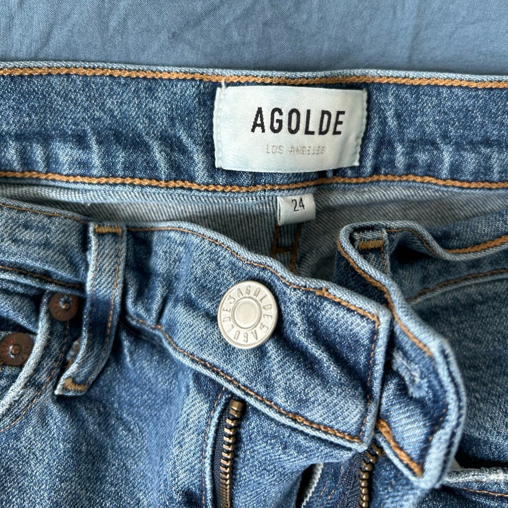 AGOLDIE distressed slim skinny straight denim jean size 24